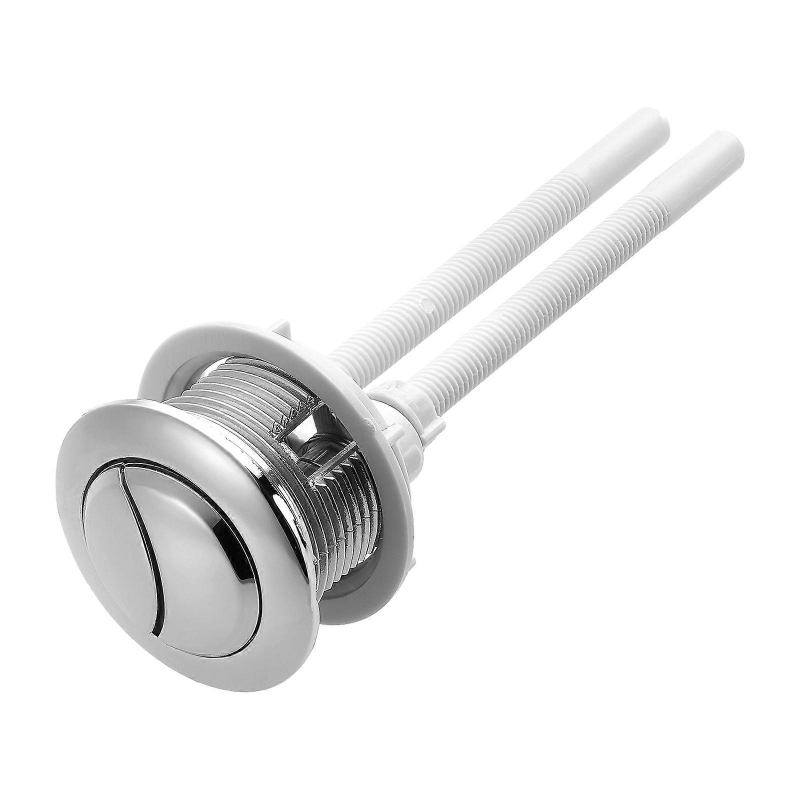 Toilet Flush Button Pusher Dual Push Toilet Button Bathroom Use Silver 38mm Round Shape 1Pcs