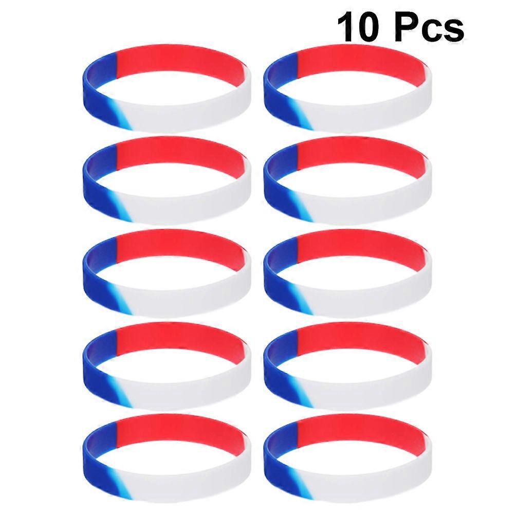 Silicone Wristbands for Independence Day Events Waterproof and Party Favors 10Pcs