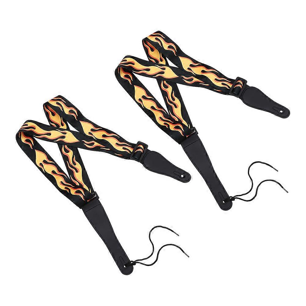 Sangle de guitare classique sangles de guitare basse pour la performance musicale longueur réglable jaune polyester 2 pièces