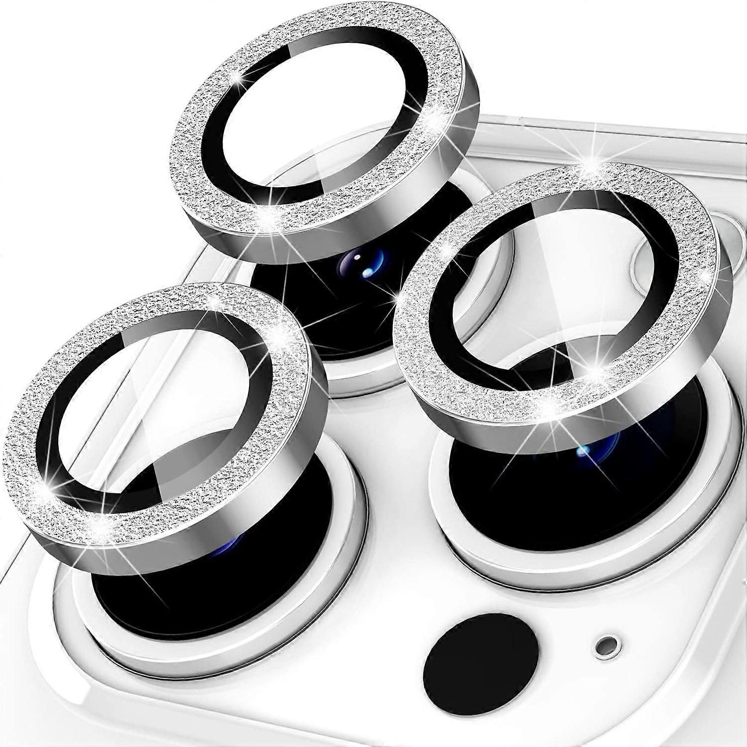 For iPhone 16 Pro/16 Pro Max Glitter Camera Lens Film Metal Ring+Tempered Glass Phone Lens Protector