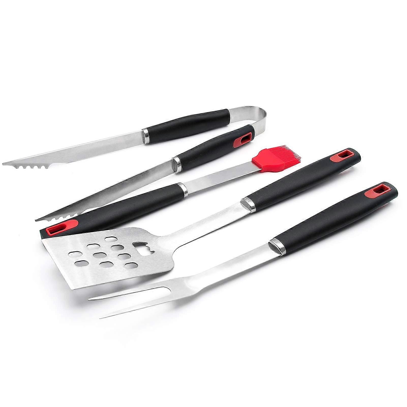 Grillwerkzeug-Set 4-Piece Stainless Steel Grill Tool Set With Spatula, Tongs, Basting Brush, Kitchen Utensils