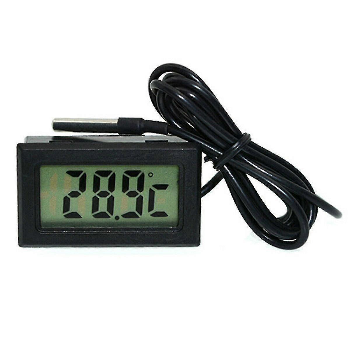 2-5m Mini Thermometer Temperature Lcd-display Digital W/ Probe Black-cable Tools [jkw]