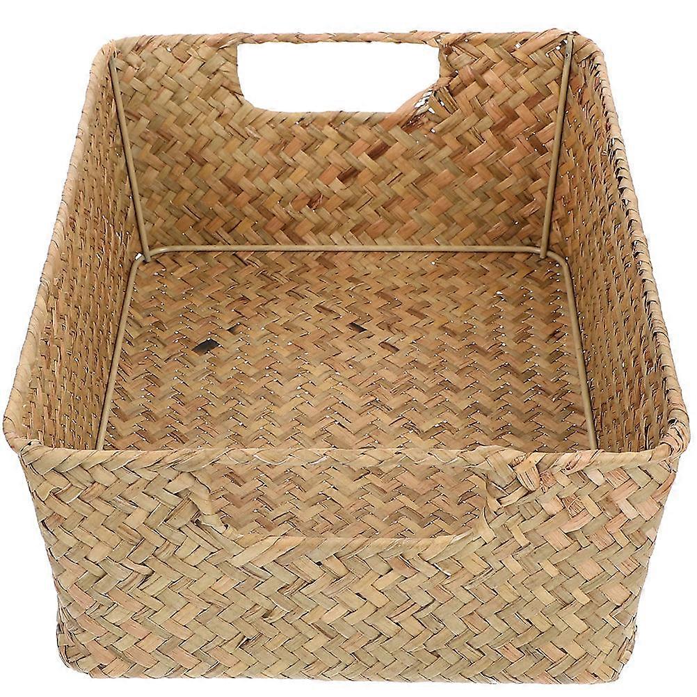 Convenient Jewelry Container Straw Material Rectangular Shape Simple Design Home Use Kitchen Organizer 30.00X20.00X10.00CM 1Pack