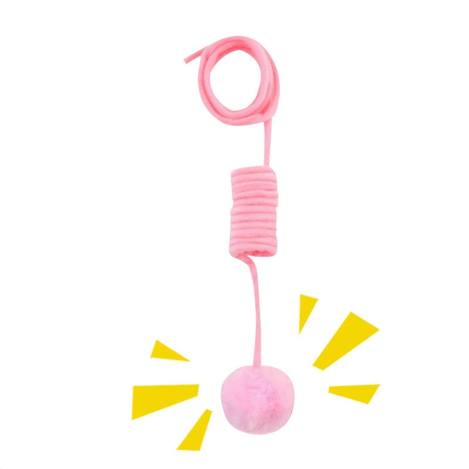 Self-Playing Cat Toy with Interactive Retractable String and Lightweight Teaser Ball for Indoor Cats, Pink Color