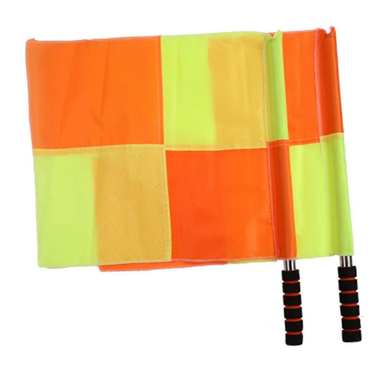 Referee Flags Pack of 2 - Competition Signal Flags with Pivoting Stainless Steel Staff for Racing and Field Management