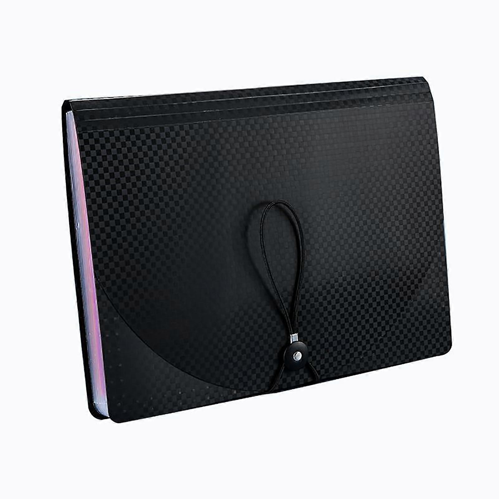 Colored file folders with pockets, business card holder, plastic folders for office, black