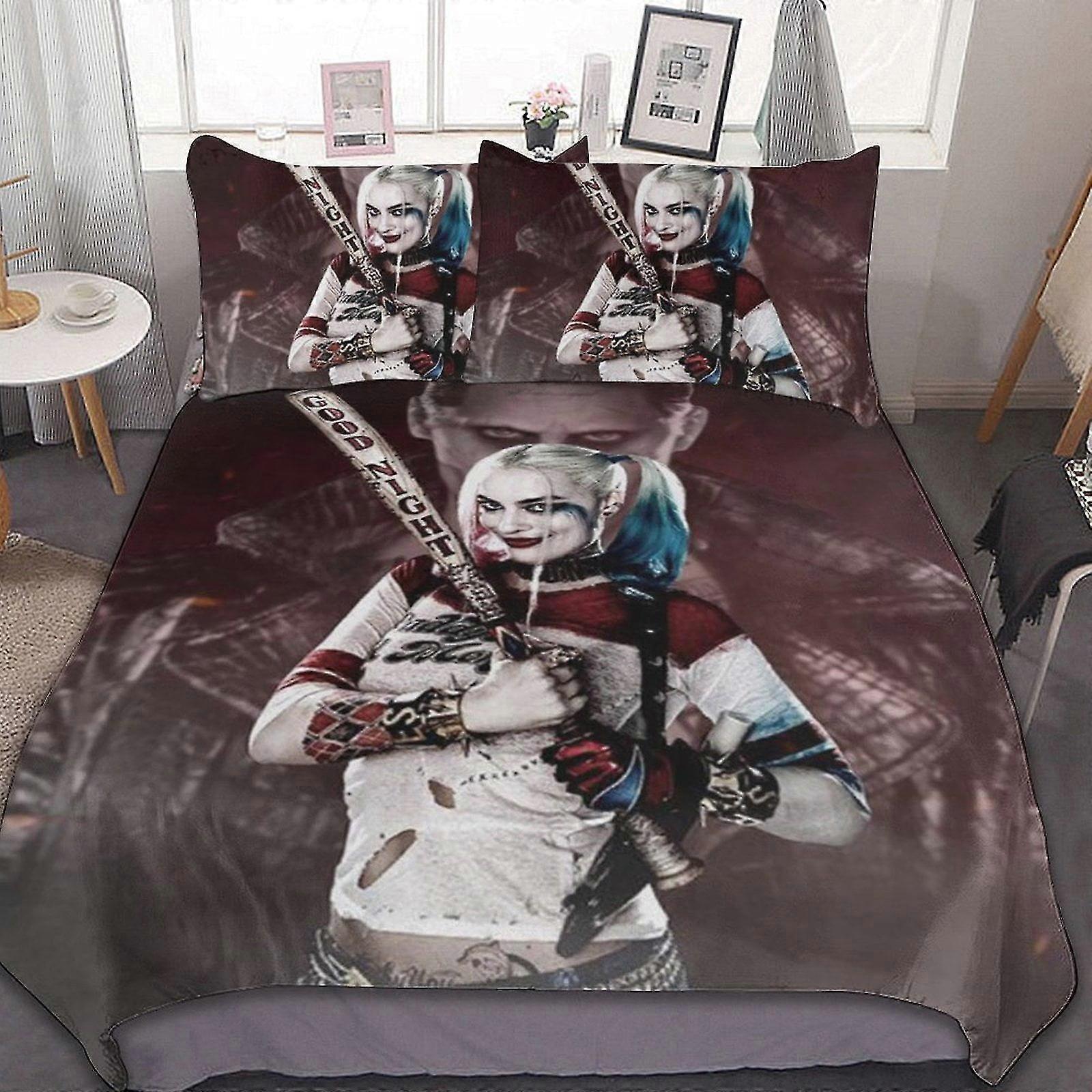 3 Pieces Bedding Sets Comfortable Soft Comforter Sets for Joker Character Themed Bedroom Gifts With 1 Duvet Cover 2 Pillowcases