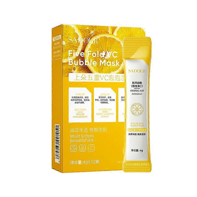 Vitamin C Bubble Face Mask, 12Pcs VC Bubble Clay Facial Mask with Hyaluronic Acid, Hydrating and Moisturizing, Gentle Oil Control, Deeply Clean Pore,