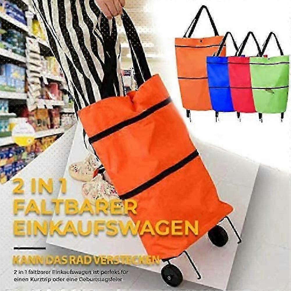 Foldable Shopping Cart for Groceries with Wheels and Removable Waterproof Bag