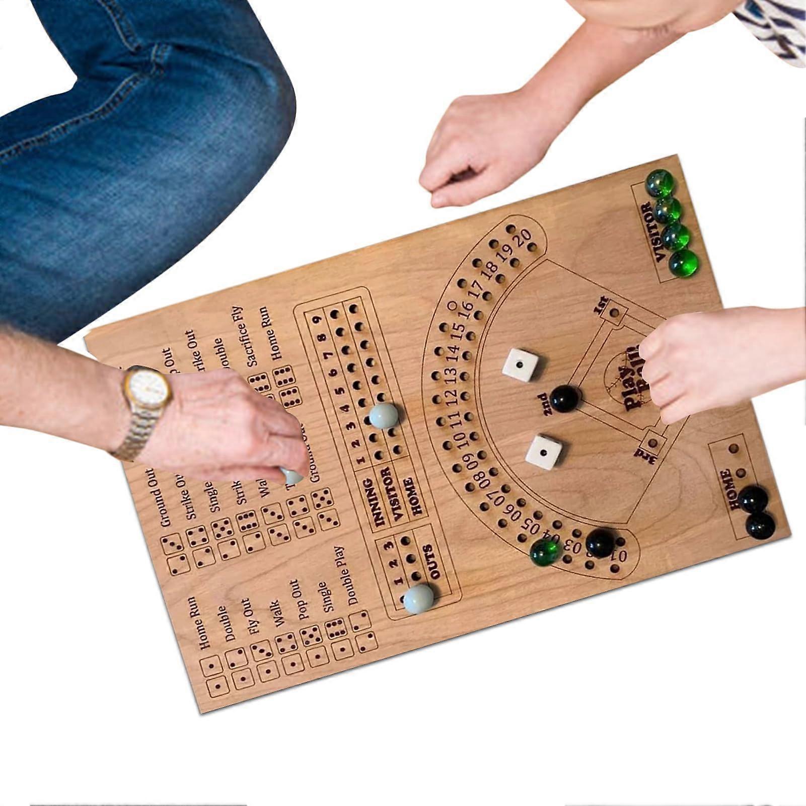 Baseball Dice Game, Baseball Board Game, Interactive Desktop Sports Board Game Made of Wood