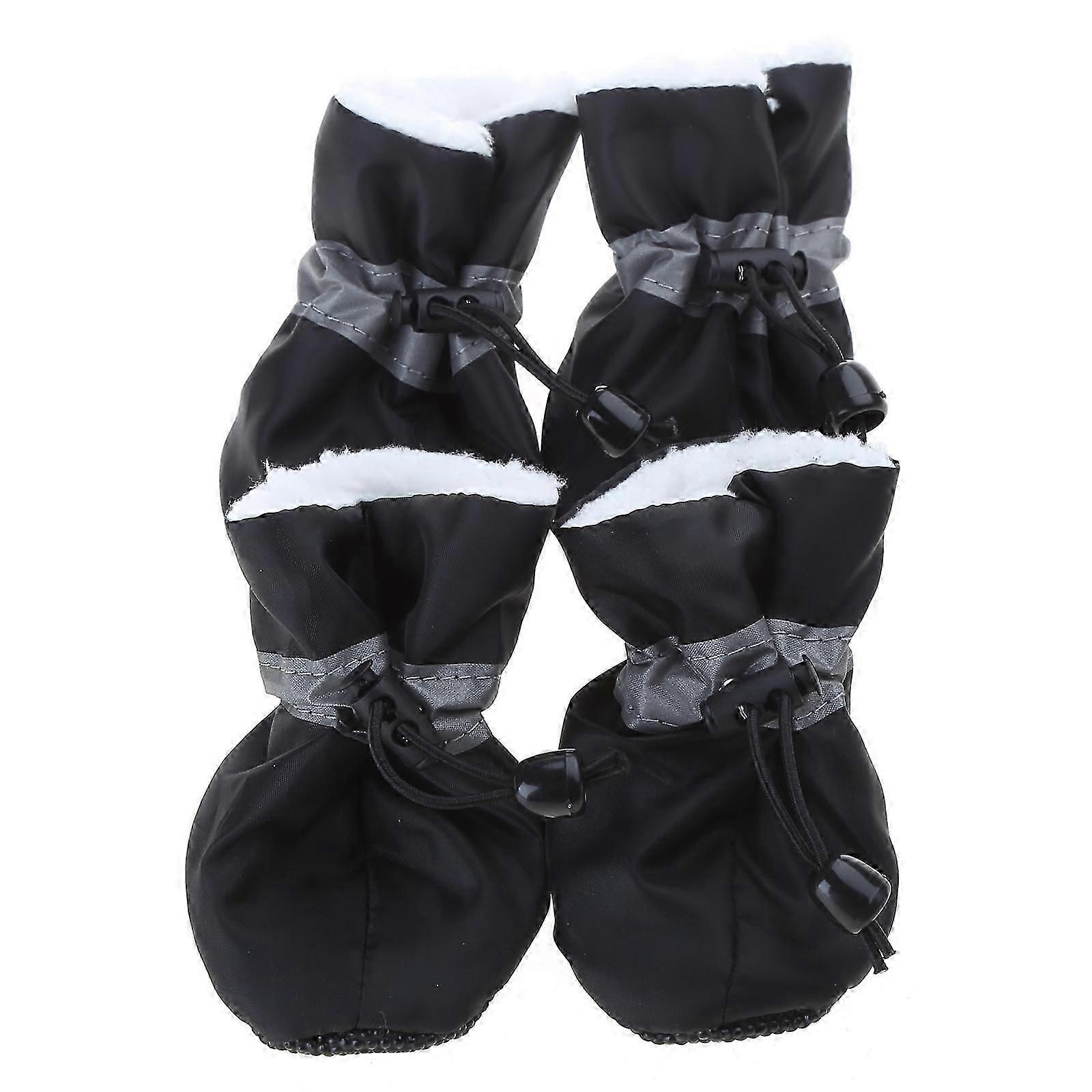 נעלי כלב מגיני כפות לחורף יום גשום סוליות החלקה נעלי גשם מגף גור עם אטב שרוך ל חיצוני שחור XXL