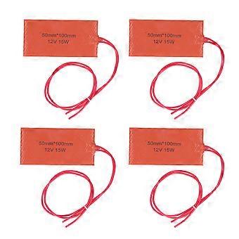 4PCS Silicone Rubber Heating Pad Flexible Heater Mat for Electric Blanket Oil Drum 12V 15W