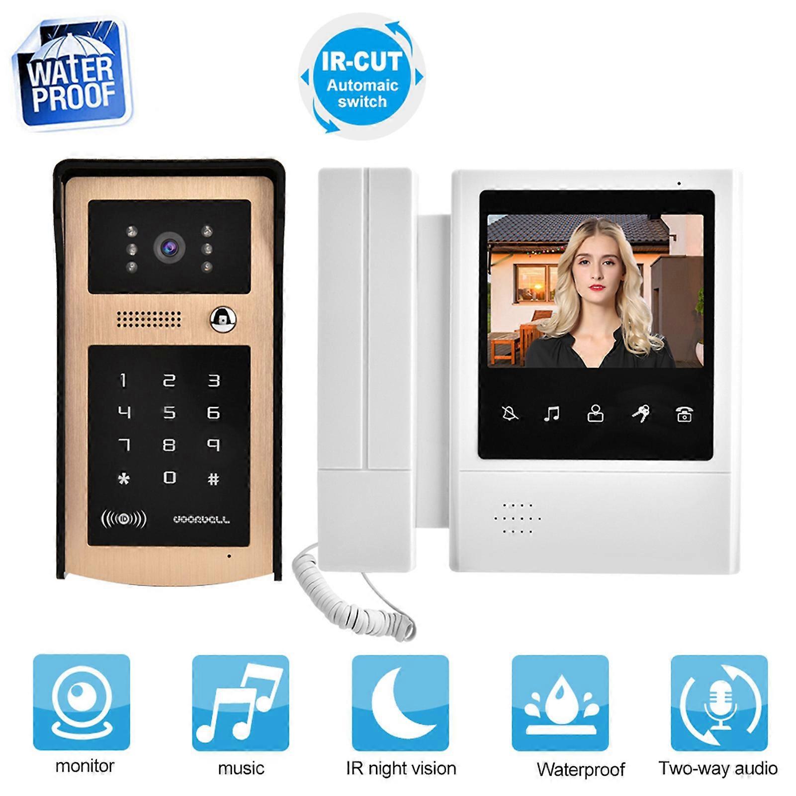 4.3 Inch Color LCD Touch Video Camera Doorbell Intercom Entry System