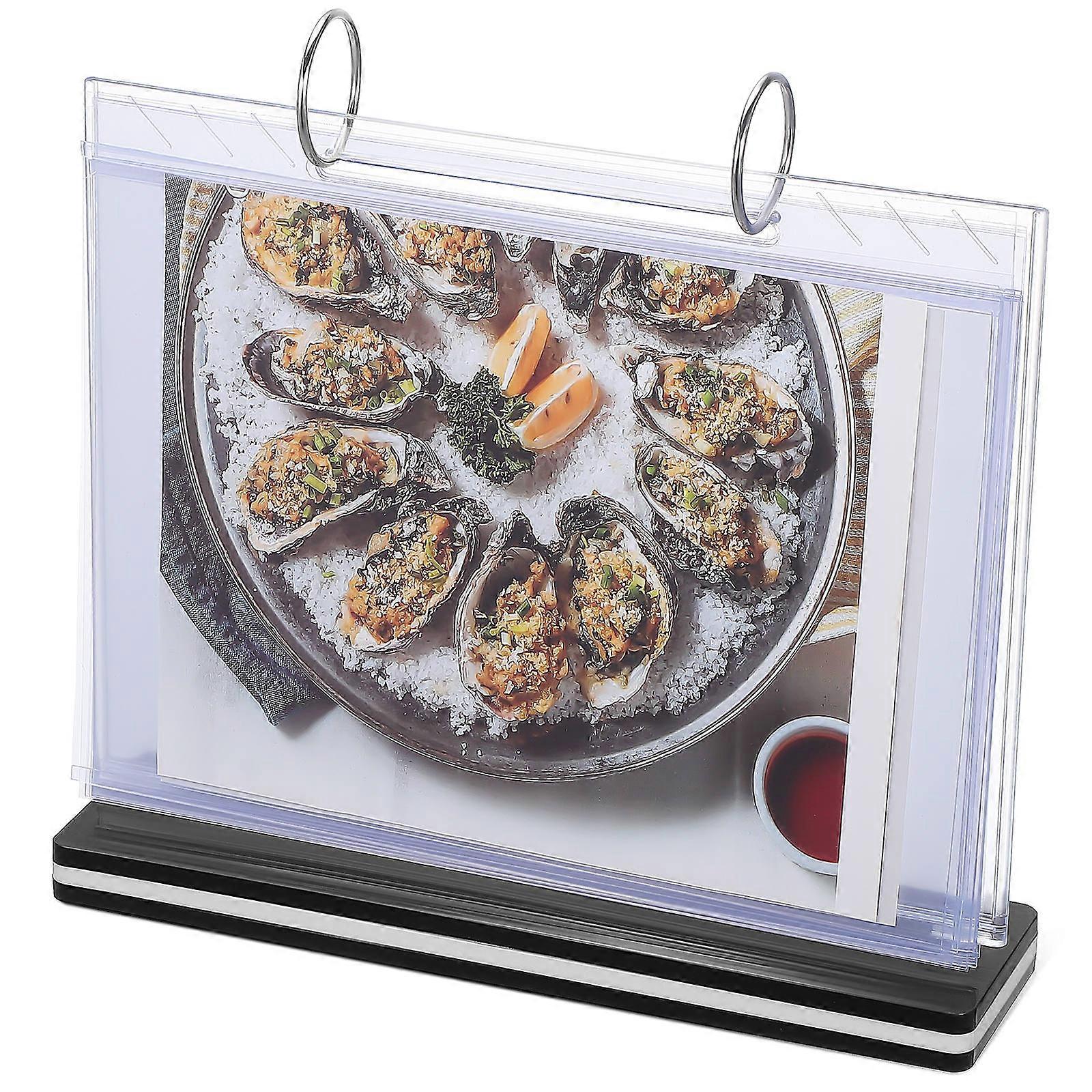 Table Menu Display Stand Flip Menu Organizer For Photo Clear Transparency High Durability White 22.30X21.50X6.00CM 1 Set