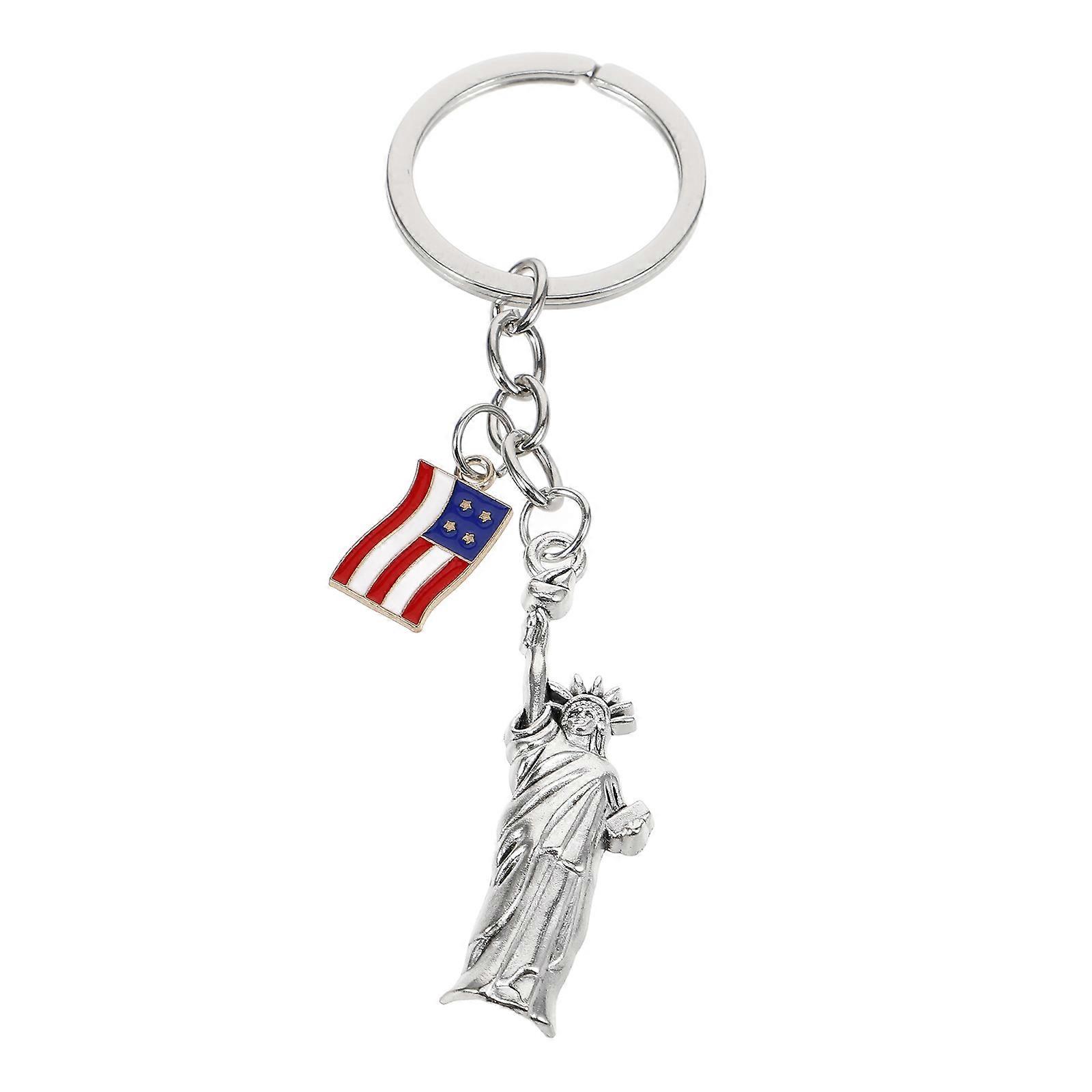 自由の女神キーホルダー、米国国旗チャーム付き、男性用軽量愛国ペンダント、鍵とバッグ用のコンパクトな吊り下げオーナメント、理想的な7月のギフト