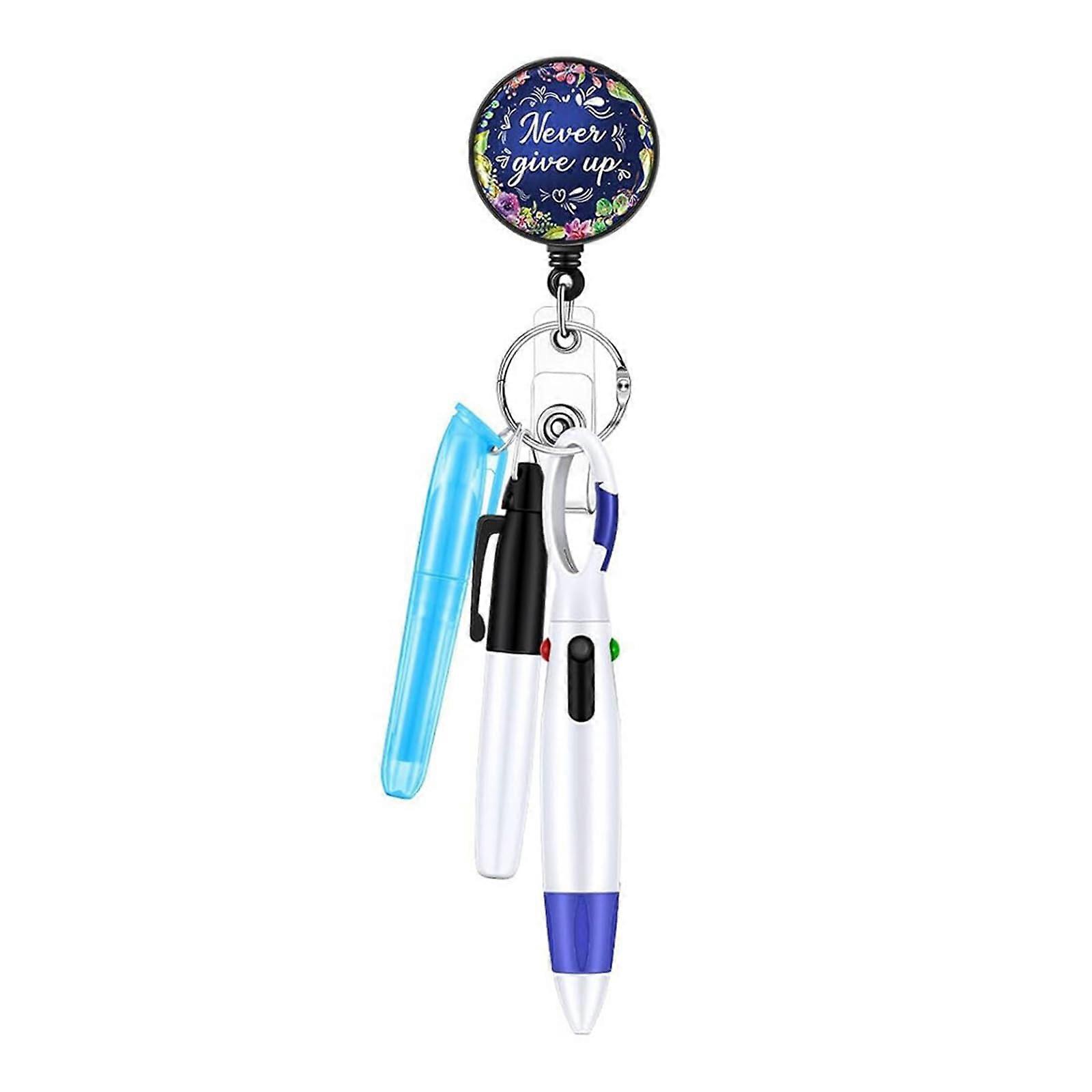 Retractable Nurse Pen Set with Practical Clip, Convenient Writing Pens for Professional Documentation and Notes Blue White Black