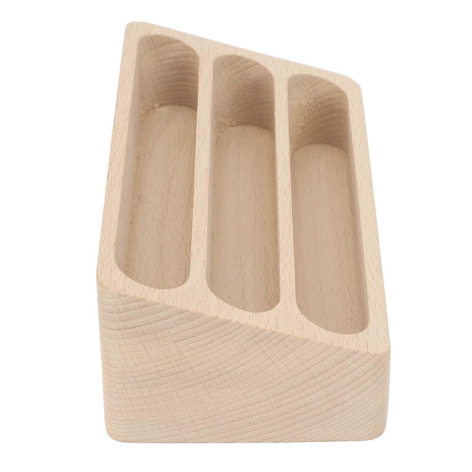 Business Card Holder Stand, 3 Compartments, Wooden Table, Multiple Business Card Holder, Name Card Display Counter for Exhibition Office Salon