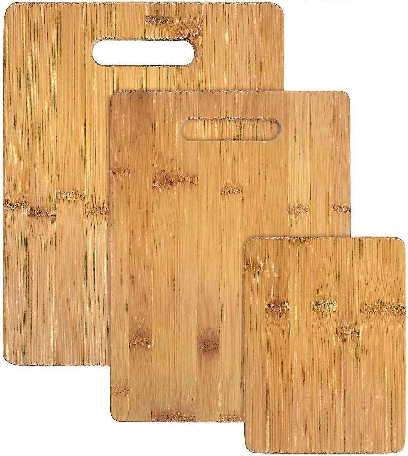 3 Piece Bamboo Cutting Board Set for Versatile Kitchen Food Preparation