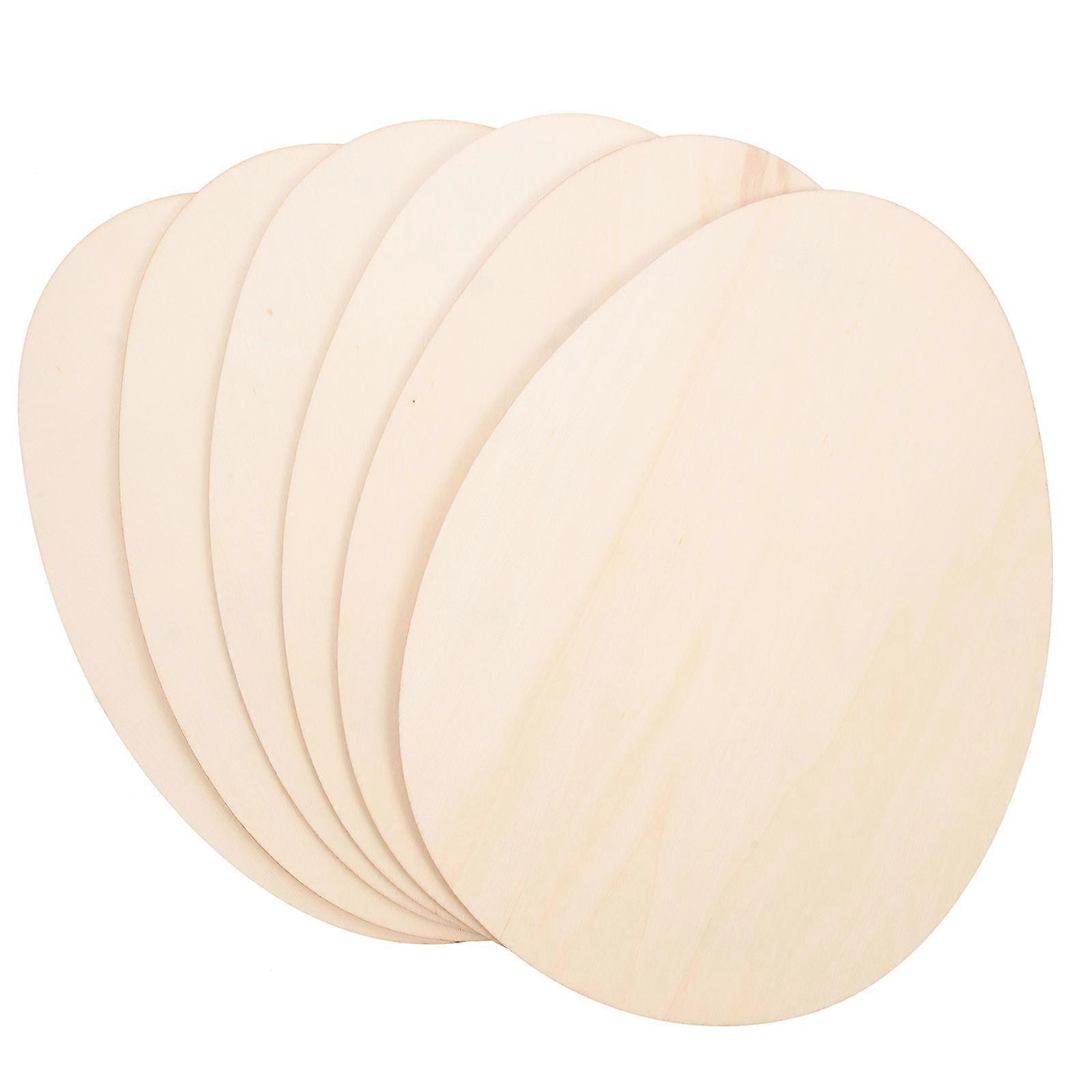 Craft Wood Slices Egg Shaped Cutouts For Classroom Decoration Homemade Ornaments 6Pcs