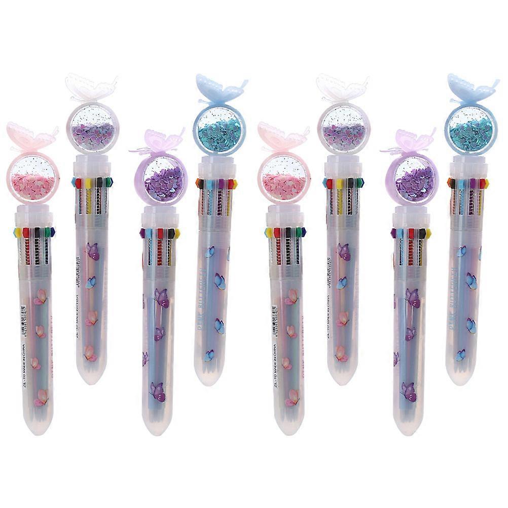 Household Ballpoint Pen Sequins Pen Students Writing White Practical 8Pcs