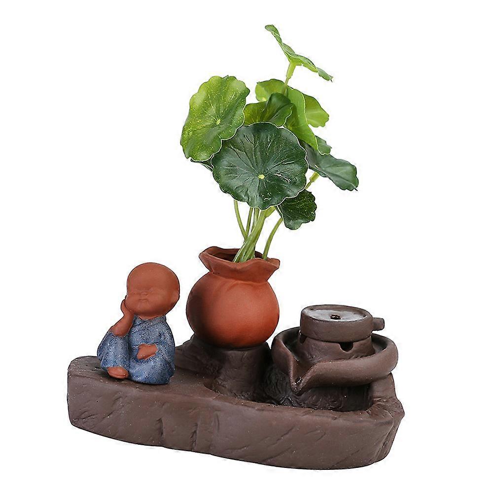 Incense Holder Backflow Aromatherapy Incense Cone Burner Classic Style Monk Statue Design 14.00X9.00X7.50CM Air Purification 1Pack