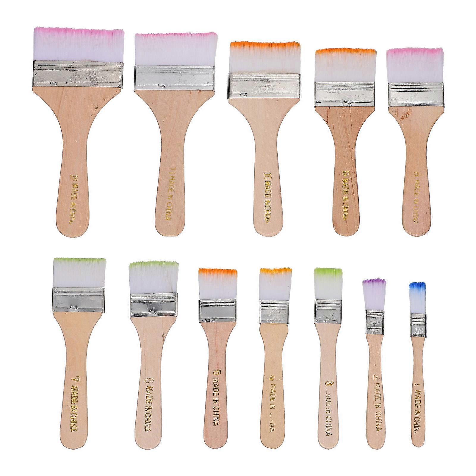 Painting Brushes Set Flat Brush Paint For Childrens Art Activities Beige 17.5X7.5CM 12Pcs