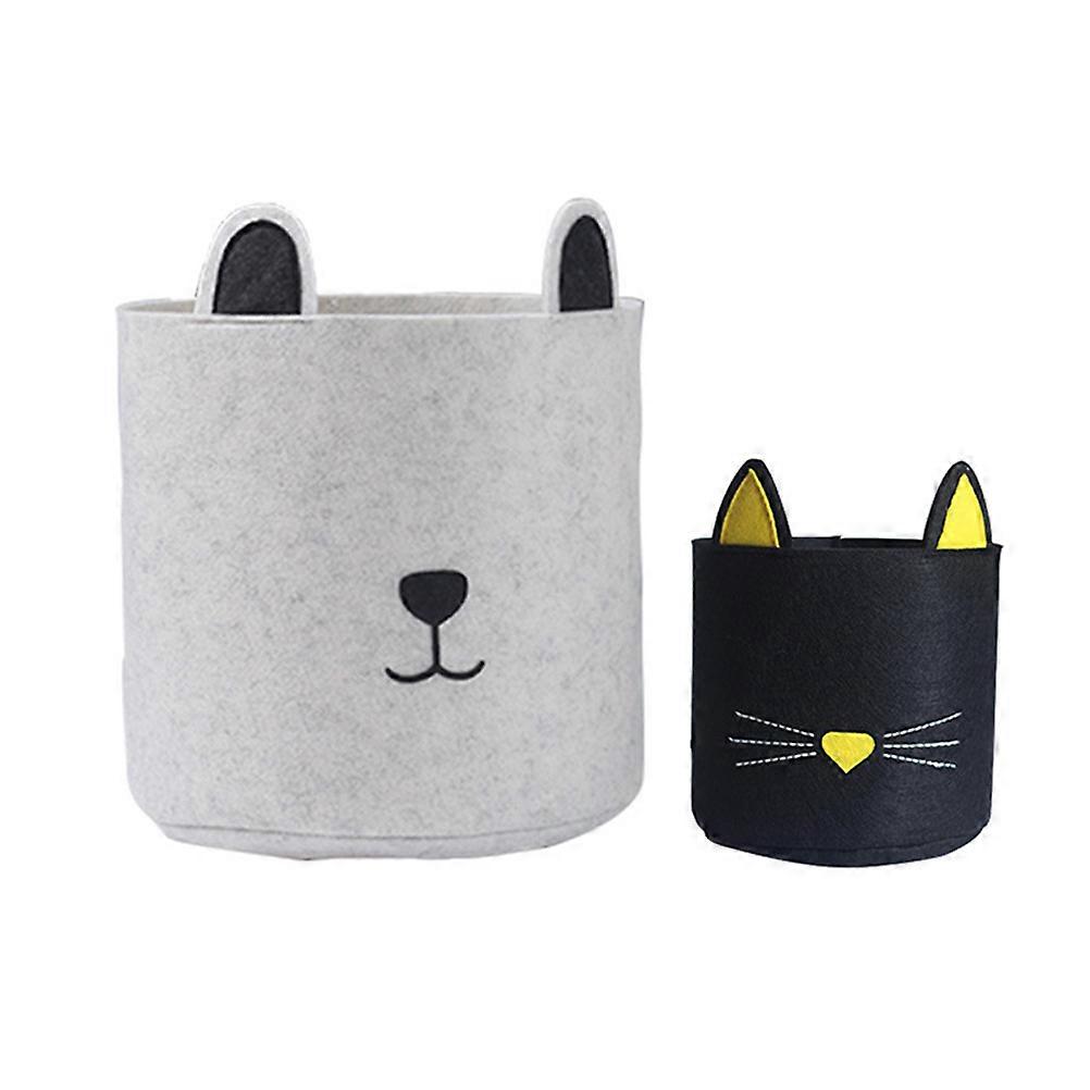2pcs Soft Gray Cartoon Laundry Bag for Large Capacity Storage – Portable Organizer Basket for Dirty Clothes & Room Organization