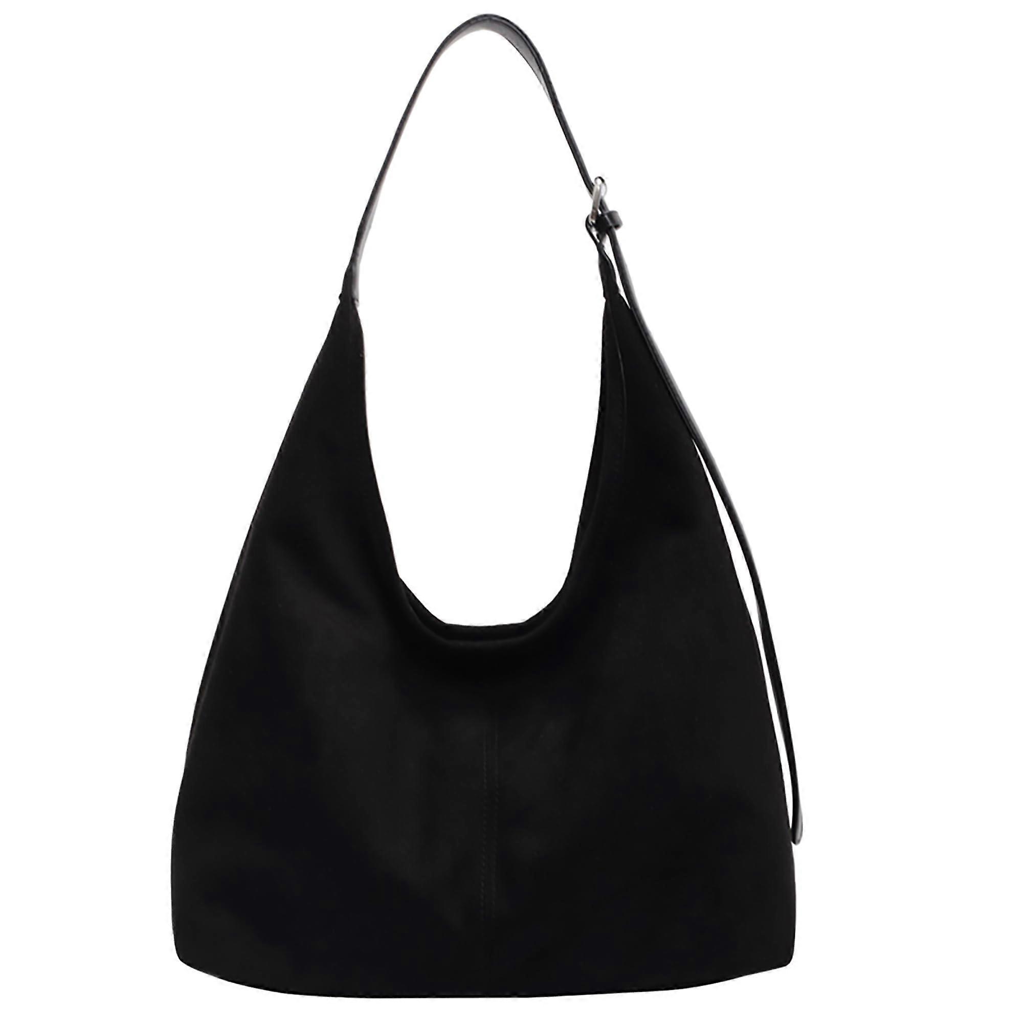 Suede Handbag Women's Vintage Tote Bag Large Slouchy Hobo Shoulder Bag in Black for Everyday Use