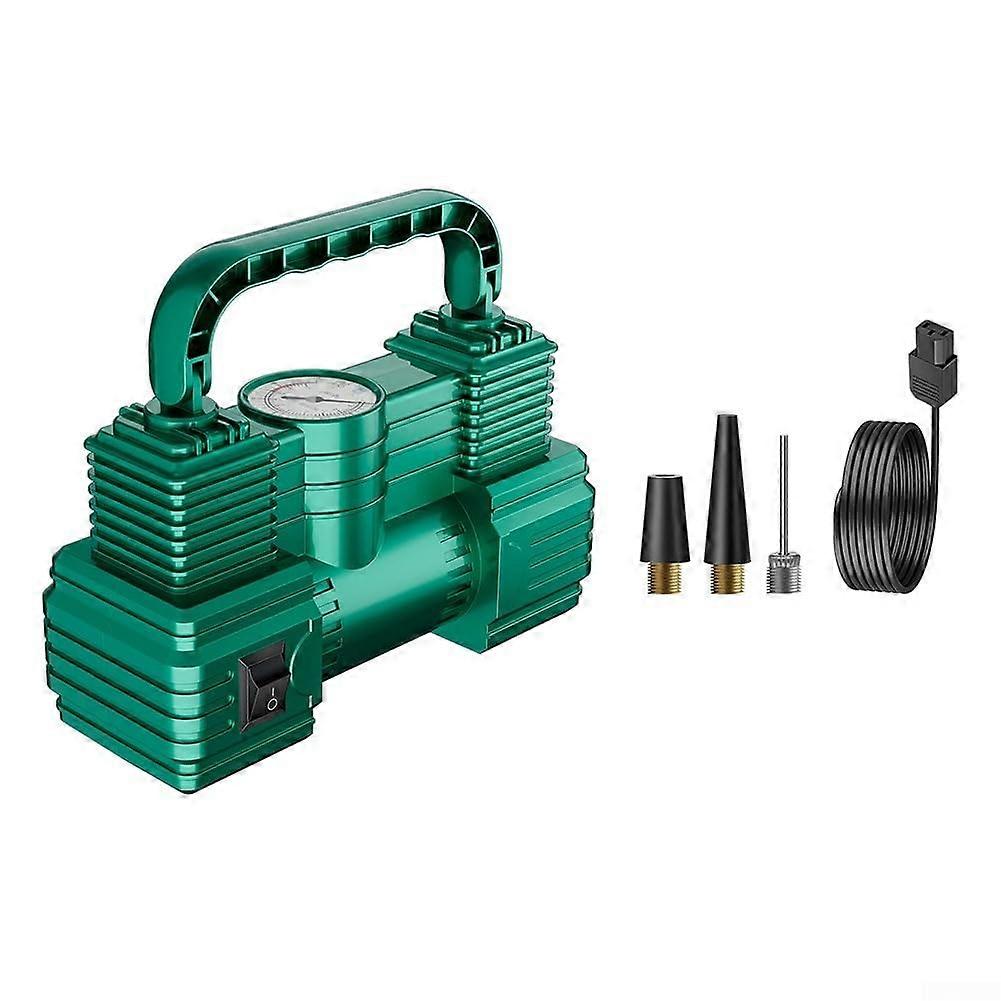 Wireless tire inflator, portable tire inflator, 180 x 85 x 48 mm, rated voltage: 7.4 V, rated power: 80 W, 17 cylinders (green)