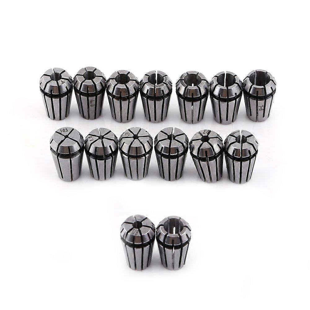 15Pcs ER11 Spring Collet Set for CNC Engraving and Milling Lathe Tool, Precision Tooling, 1/32"-1/2" Size
