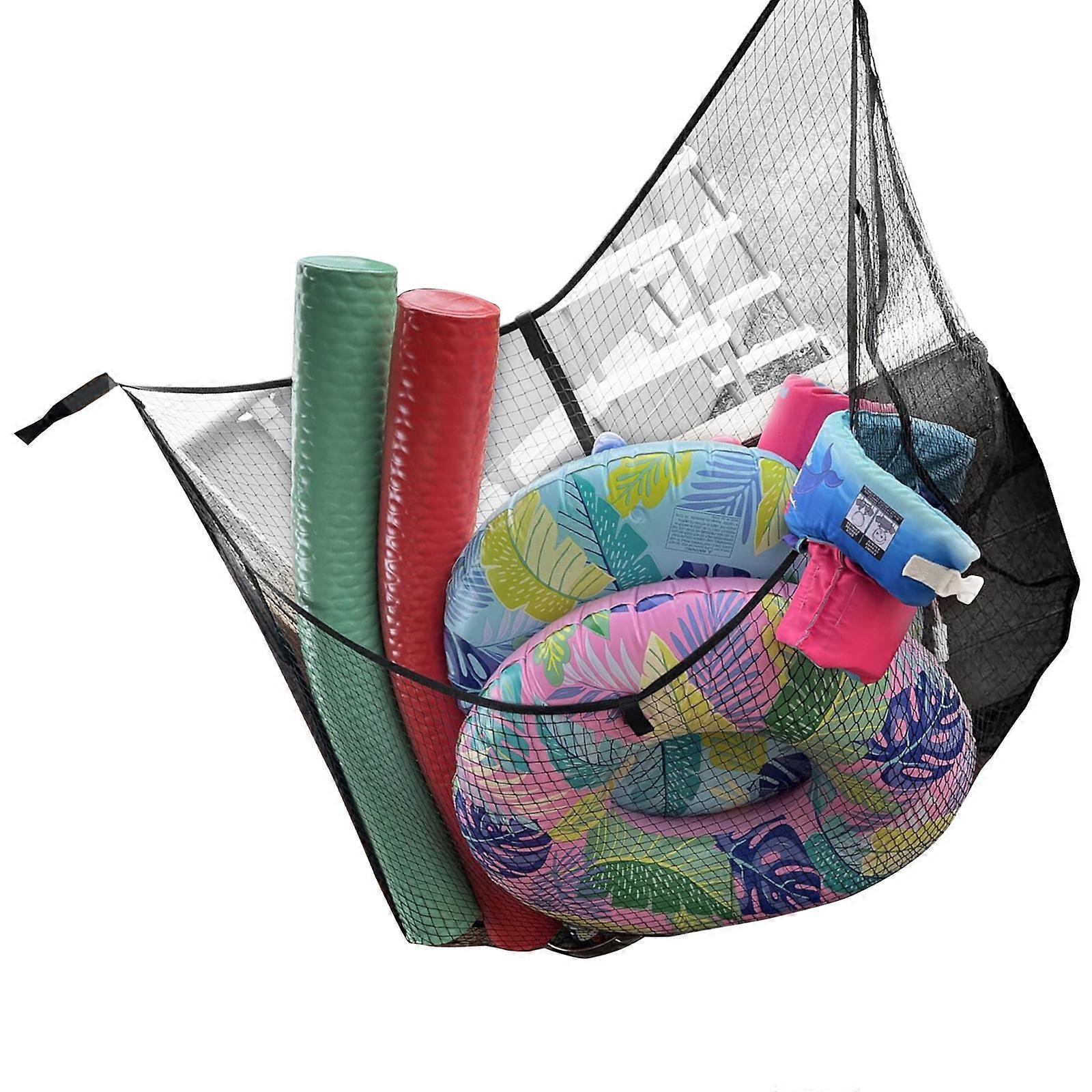Pool Side Storage Net Bag Large Pool Float Toy Storage Net Pool Accessories for Pool Float Swim Rings Inflatable Toy Multicolor
