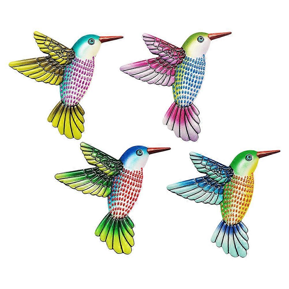 Bird Decor Iron Hummingbird Wall Art Decors Home Decoration Living Room 13.5X13.5CM Bright Color Design 4Pcs