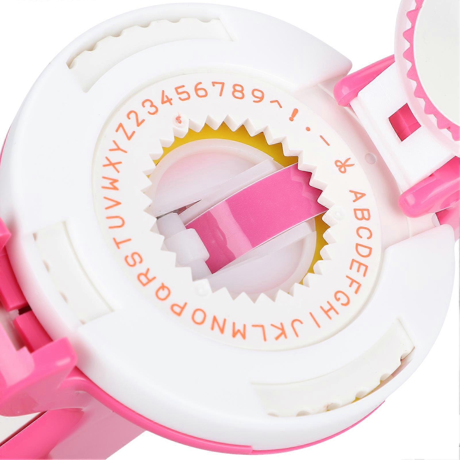 Embossing Label Maker Mini Manual Typewriter TapePrinter DIY Projects Supplies Pink