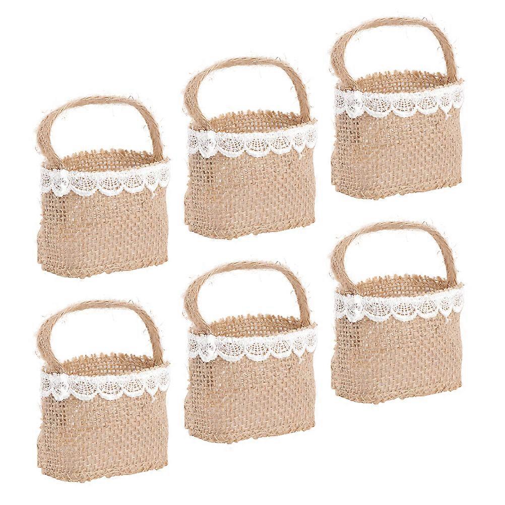 Linen Handheld Basket for Storage Use Assorted Color Suitable for Easter Party and Home Decor 6 Pieces
