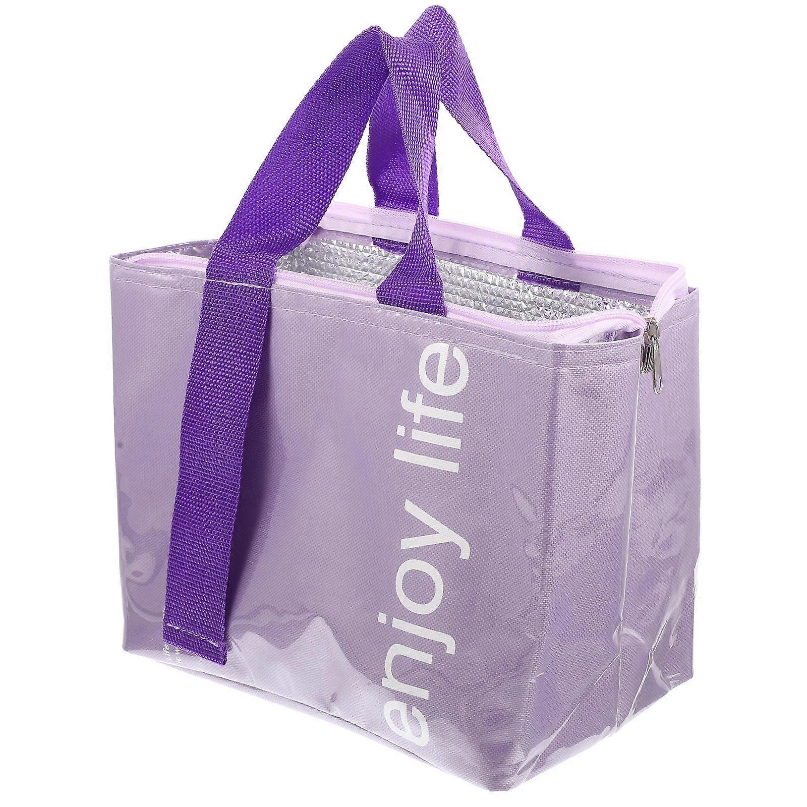 Purple Insulated Lunch Bag for Teens Lightweight and Portable for Outdoor Use High Capacity PU Material