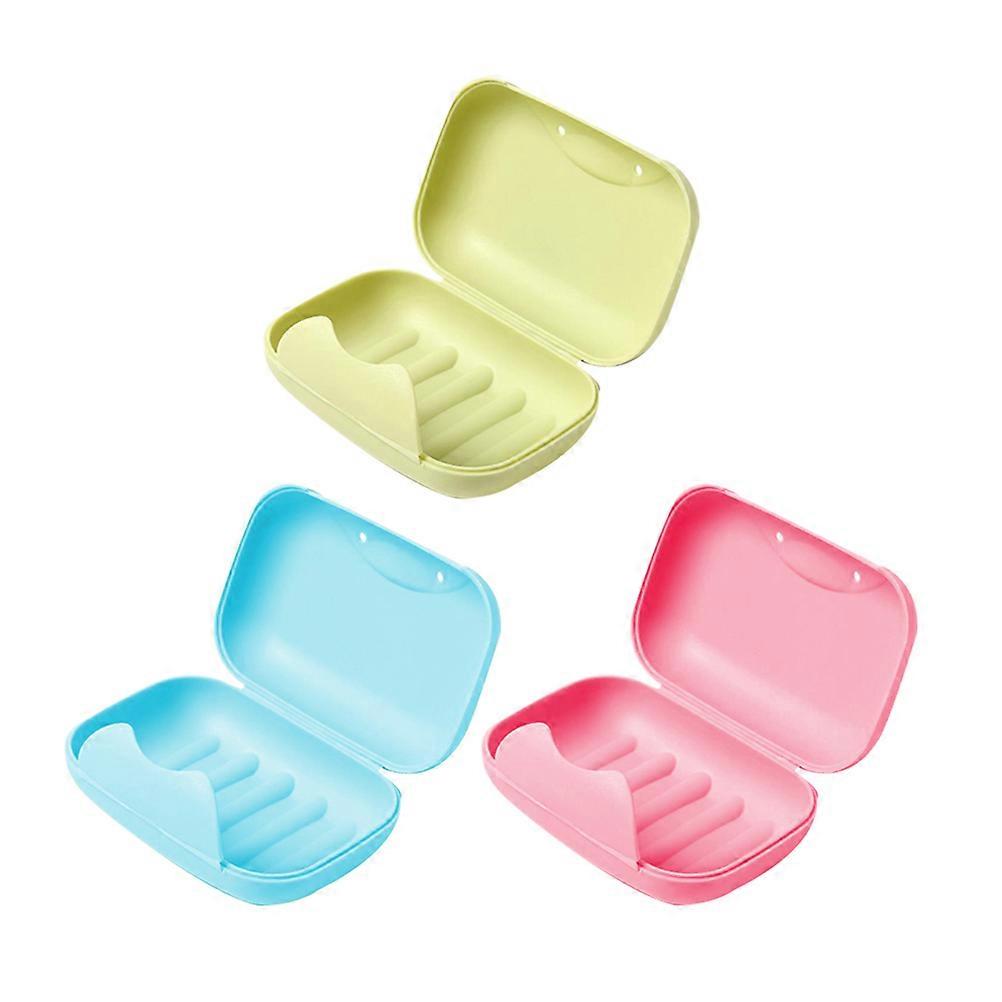 Waterproof Draining Portable Soap Dish Rectangular Modern Style Green Blue Pink Rosy 4Pcs