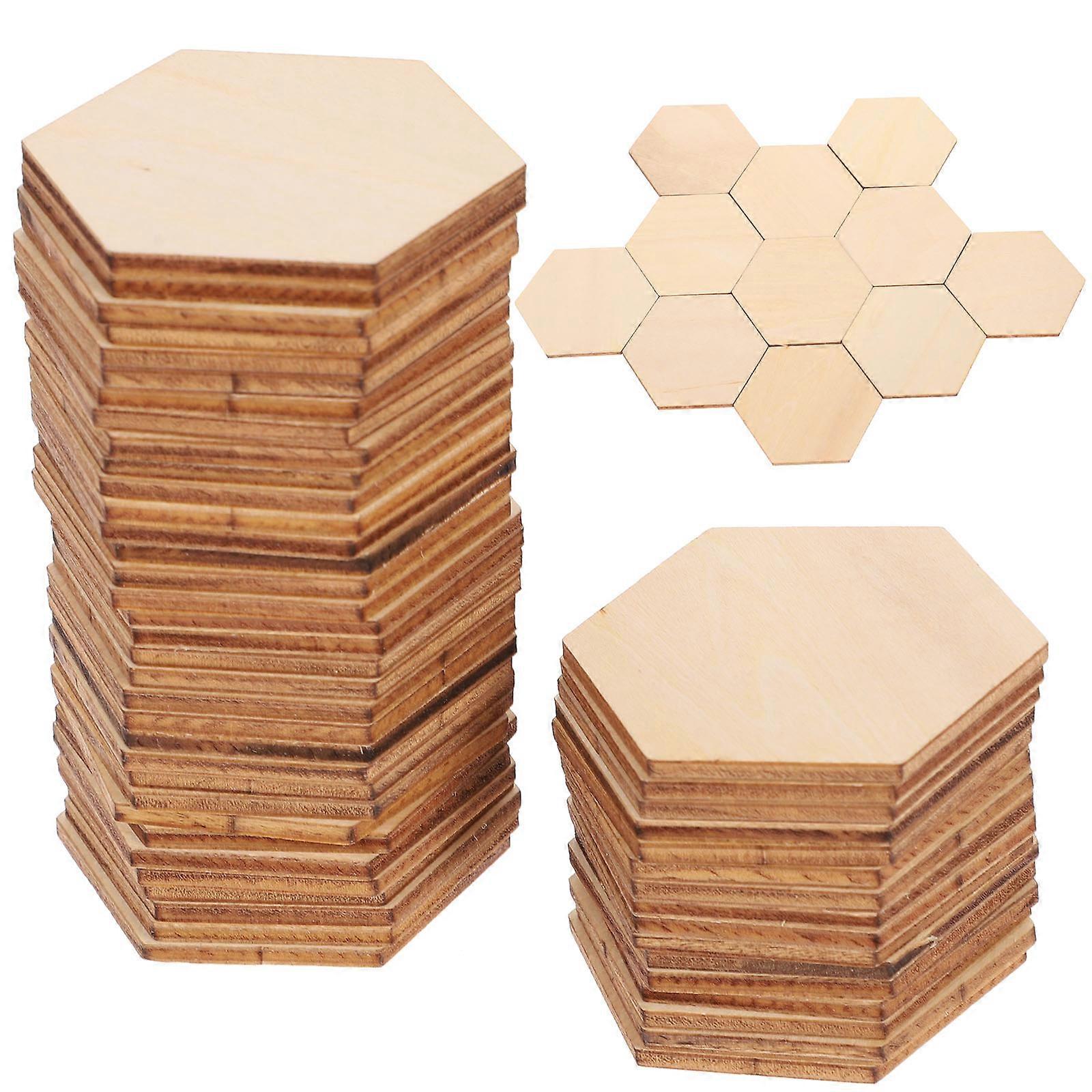 Beech Wooden Hexagonal Pieces for Decoration Beige Color Smooth Finish Perfect for DIY Crafts and Parties 50PC 50MM