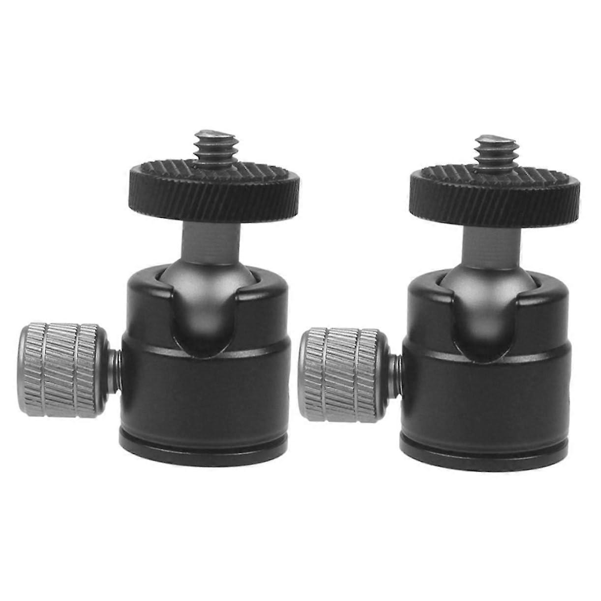 Set of 2 PTZ Mount Tripod Heads, Camera Head Mount, Light Tripod Adapter, Black, Aluminium Alloy