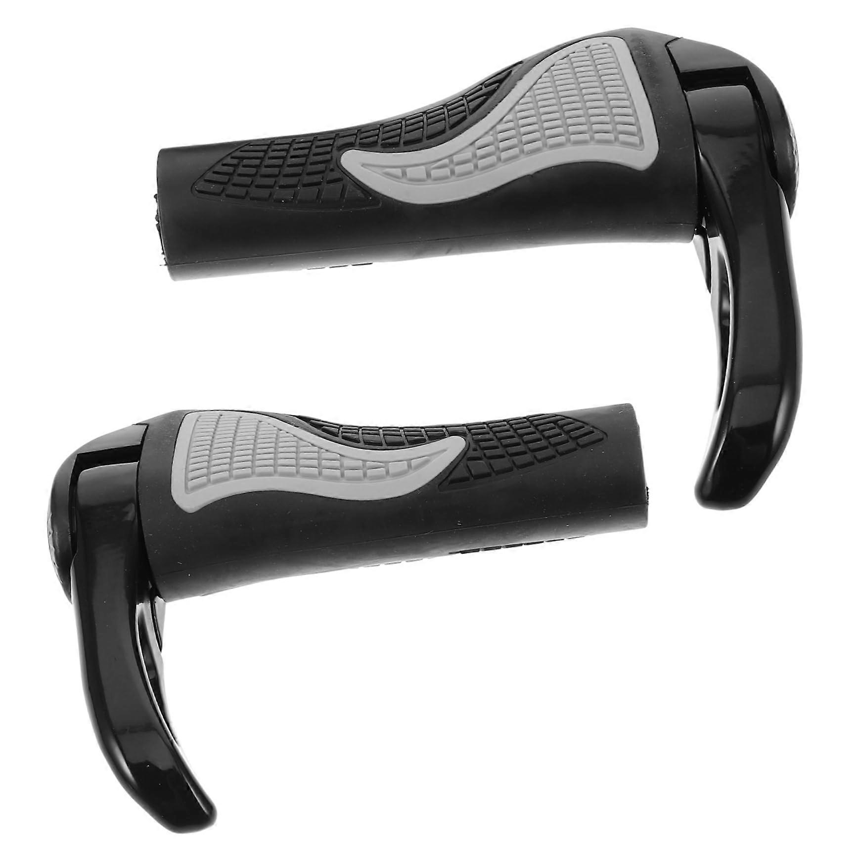 1 pair of ergonomic, nonslip bicycle grips with horns for multiple positions