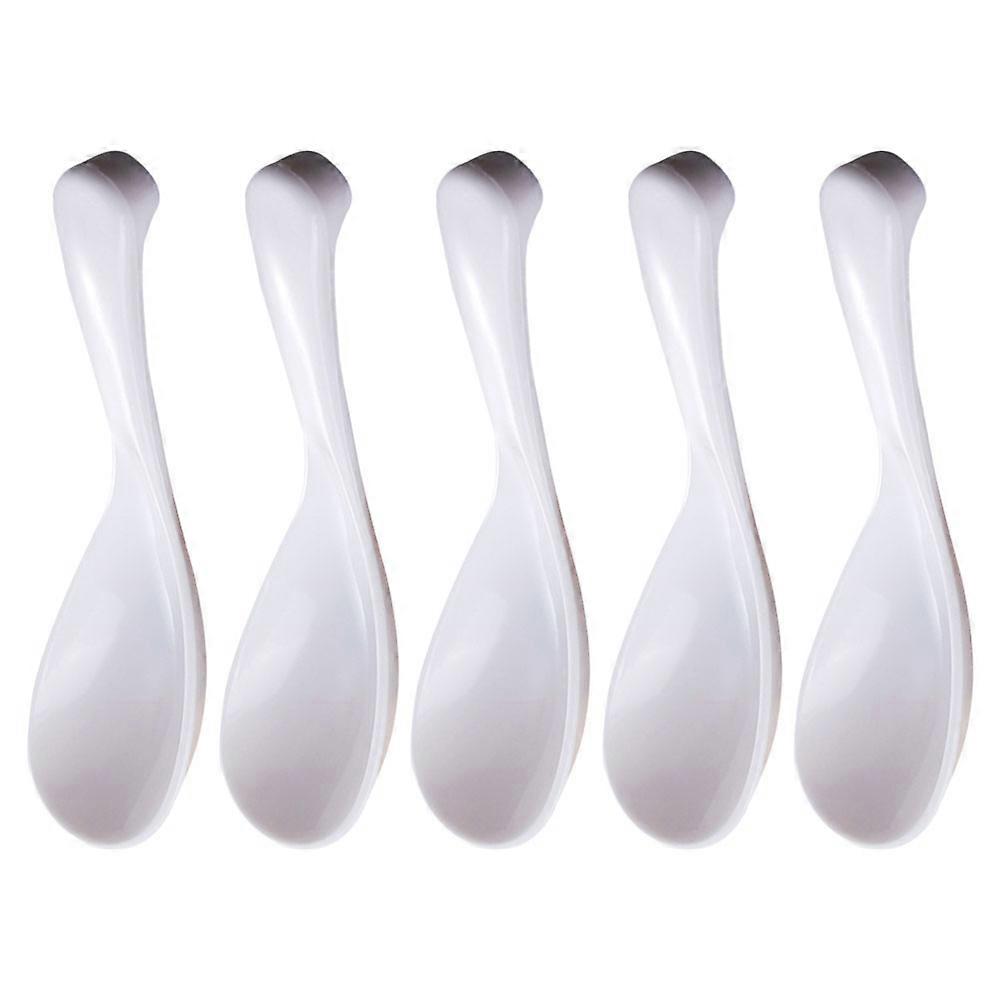 White PP Soup Spoons for Kitchen Use with Comfortable Grip and Dishwasher Safe 5Pcs