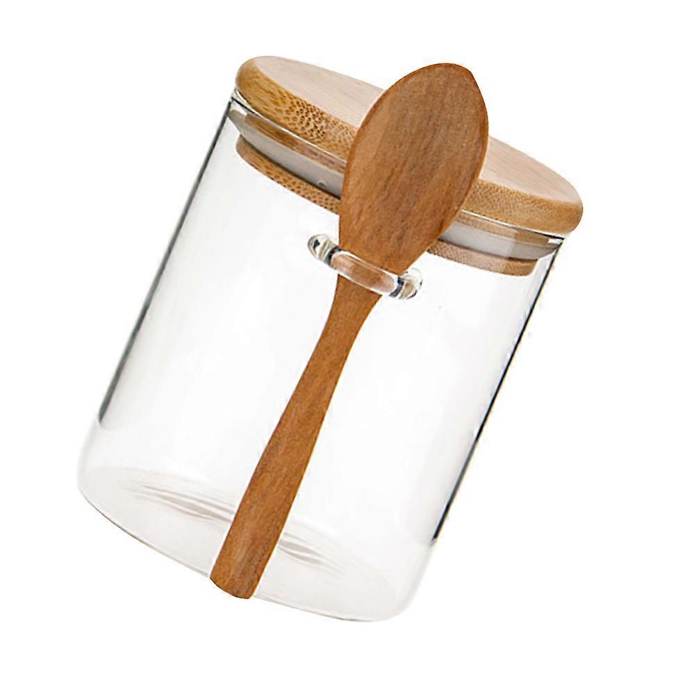 Kitchen Condiment Jar Transparent Storage Pot Spice Containers With Spoon 8.5x12cm Easy Cleaning 1Pack