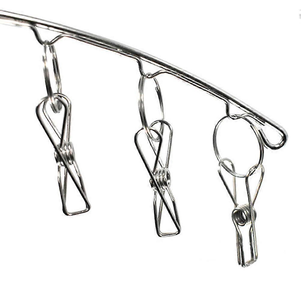 2pcs Socks Hanging Rack Stocking Drying Stainless Steel Laundry 6 Clips