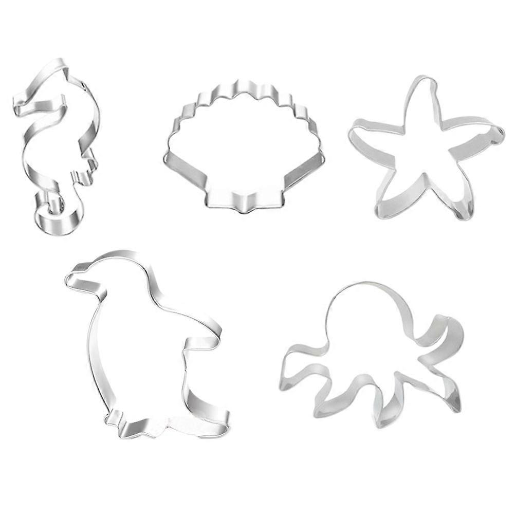 Sea Creature Cookie Mold Set with Shell, Octopus & Penguin Shapes for DIY Baking