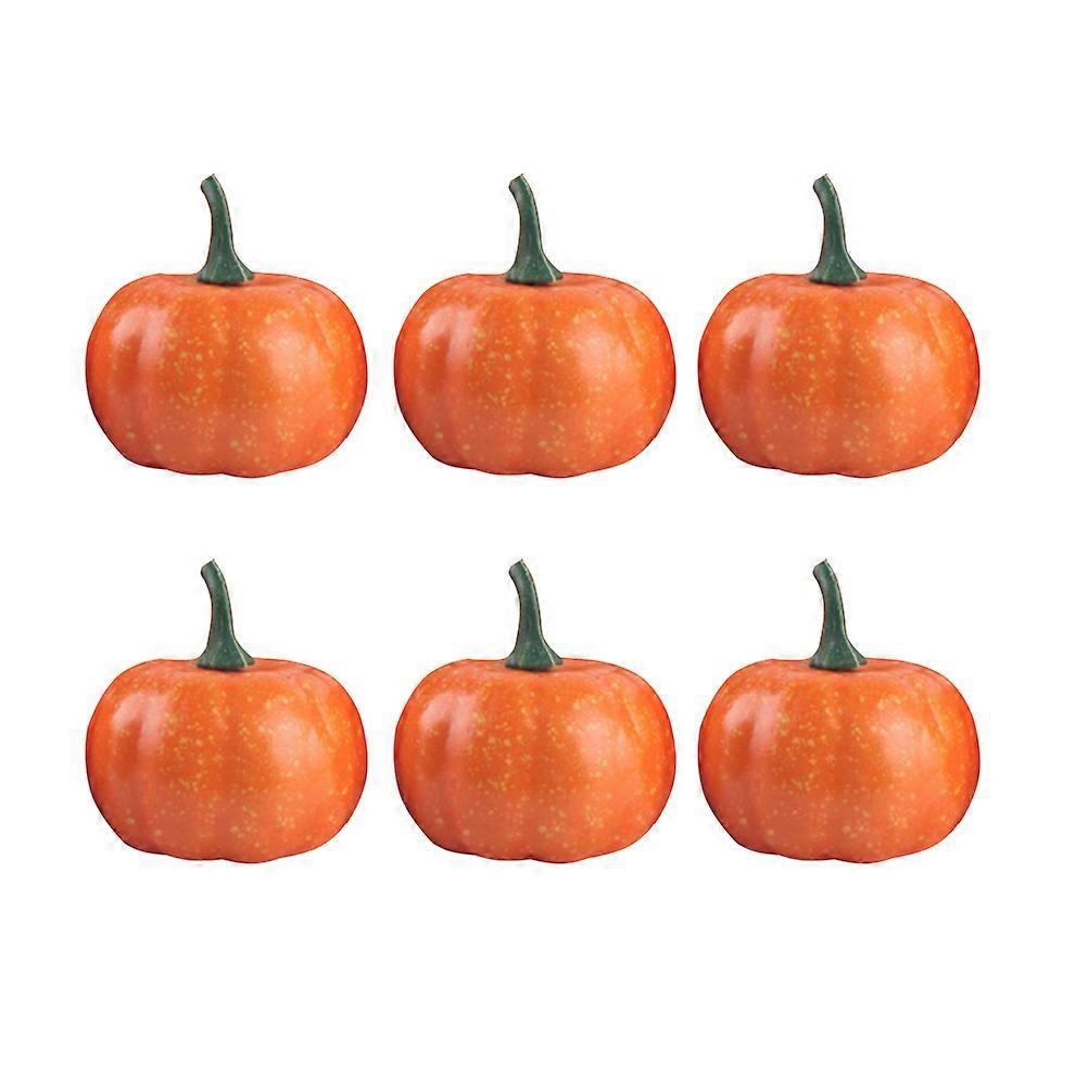 Mini Craft Pumpkins Round Shape Halloween Party Props Foam Material 5.5cm Diameter Yellow 8Pcs