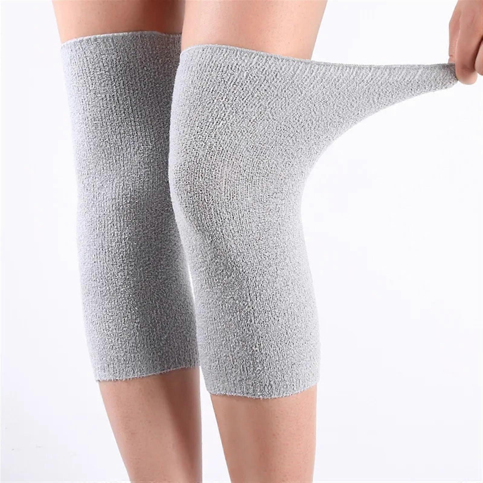 warm winter knee protectors, bamboo charcoal, support for spring, running, grey