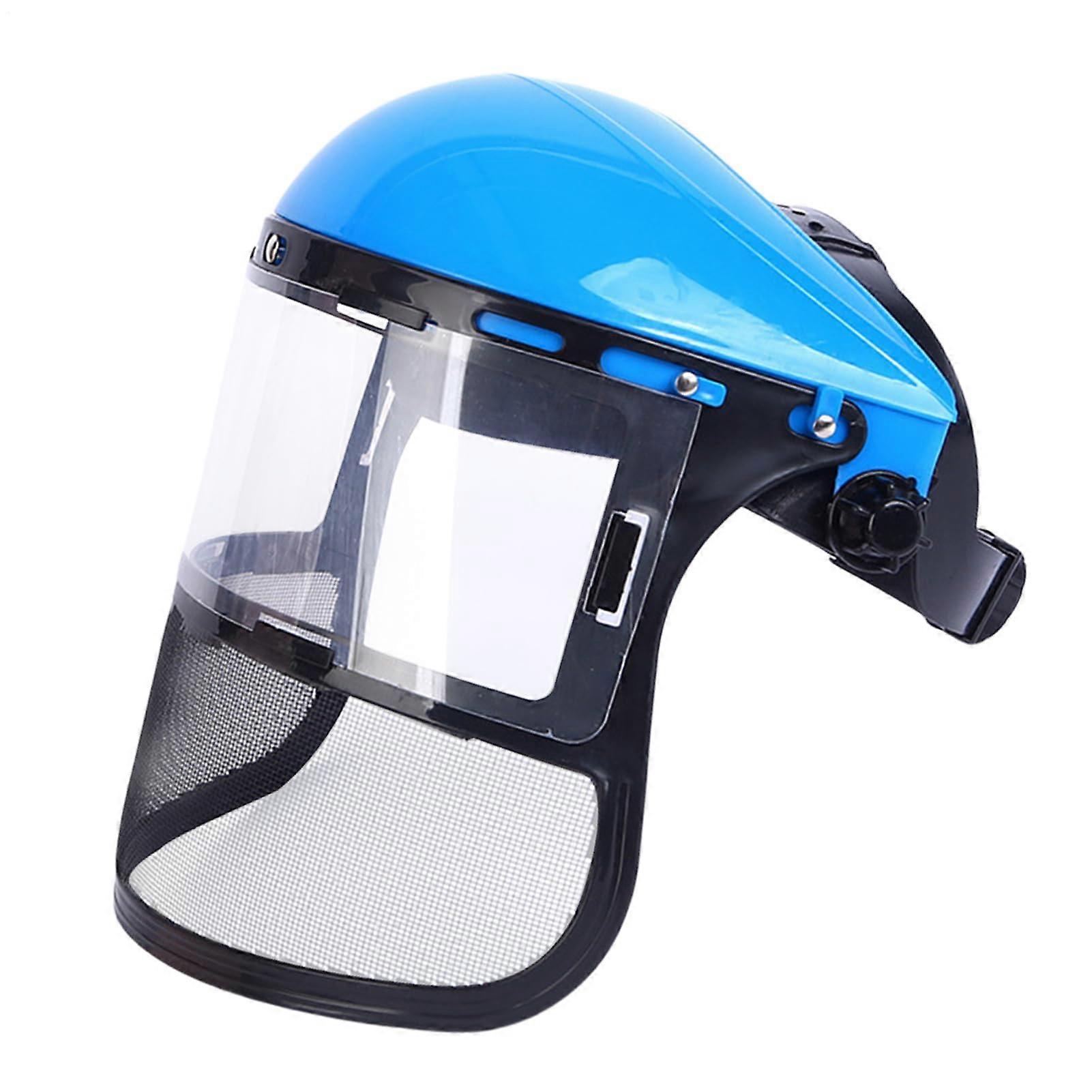 Grinding shield, clear face shield, antifog lightweight protective hat for construction, wood, welding, blue
