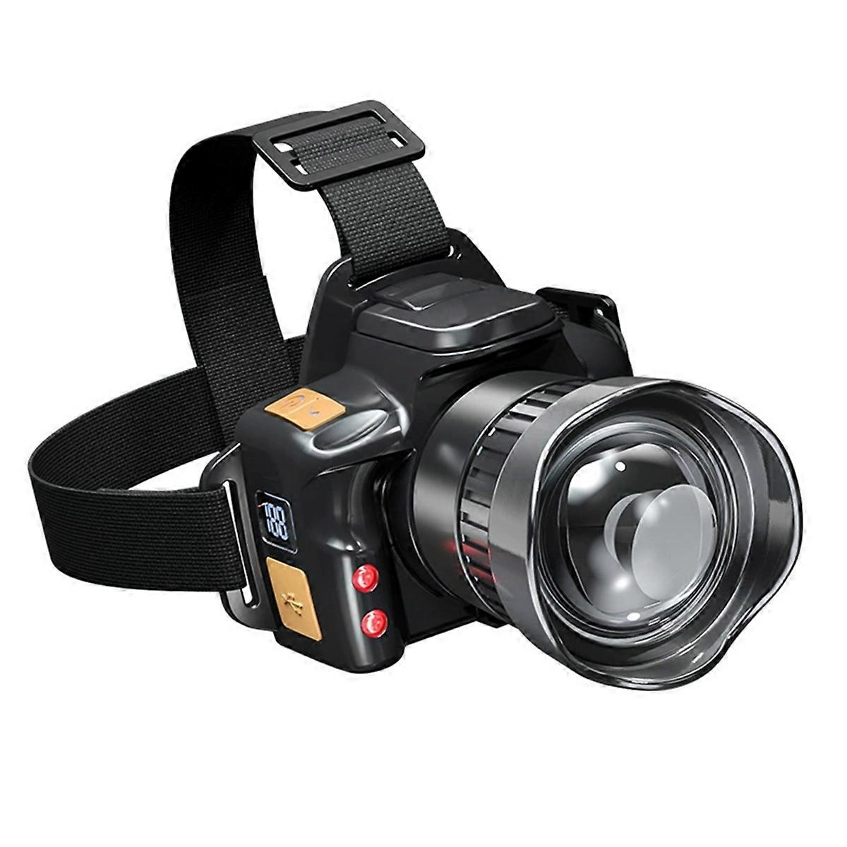 Strong Light Led Headlamp Super Bright Type-C USB Rechargeable Headlight Telescopic Zoom Head Lamp