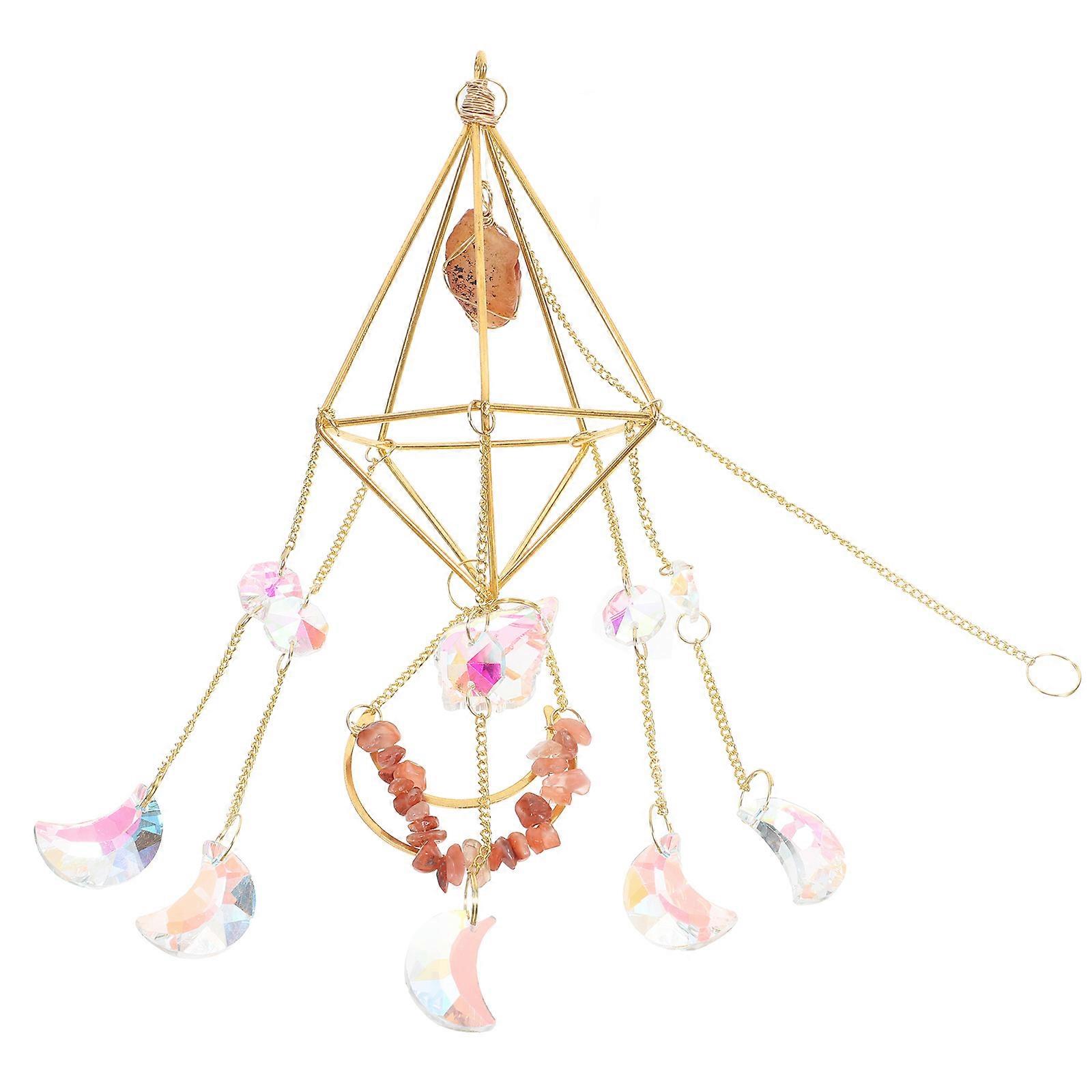 Red Crystal Prism Hanging Decoration for Windows Gardens Adds Colorful Light Effects with Natural Crystal and Glass 6 x 8 inches