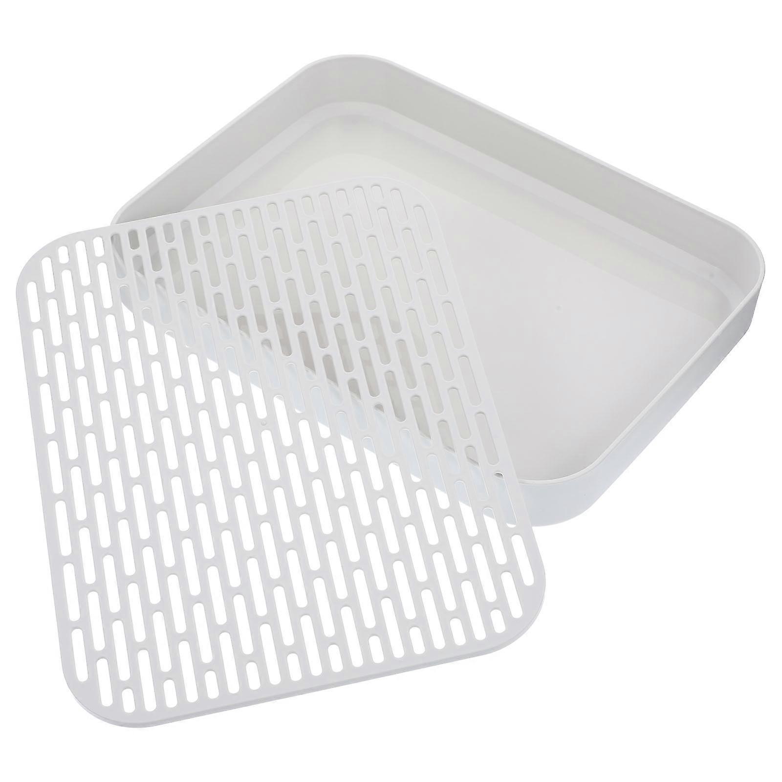 White Plastic Dish Drying Tray for Kitchen Use with Non Slip Surface and Compact Size 7.9 x 5.5 Inches