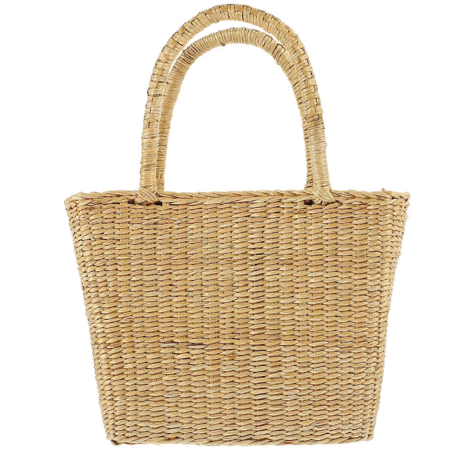 Light Brown Large Capacity Straw Handbag for Storage Use Perfect for Summer Beach and Travel